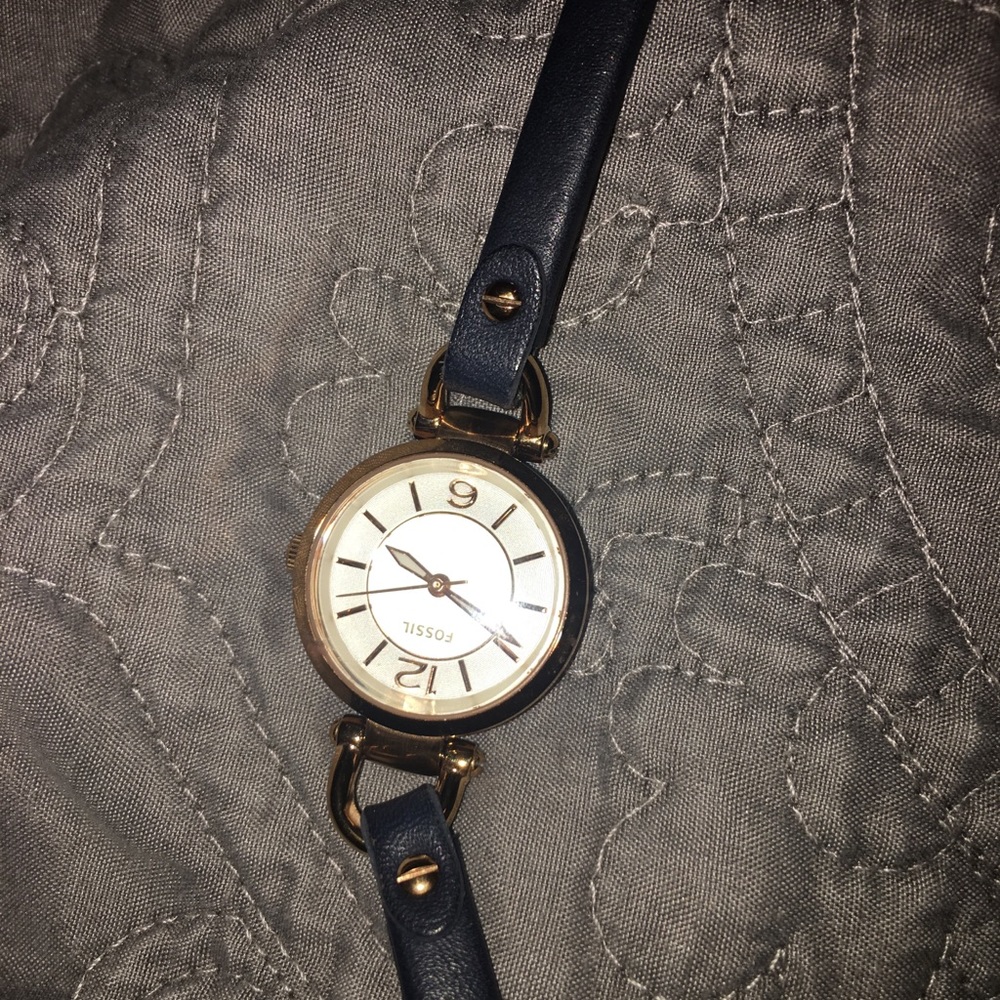 FOSSIL:
GEORGIA MINI THREE-HAND INDIGO-DYED  WATCH